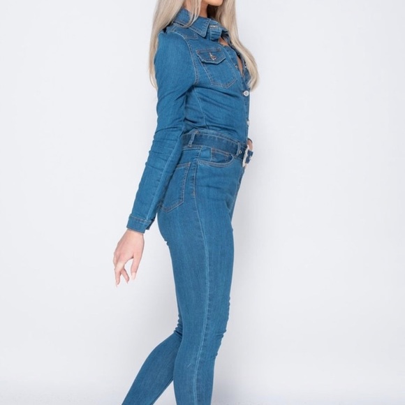 Denim Nights Belted Jumpsuit - Picture 2 of 4
